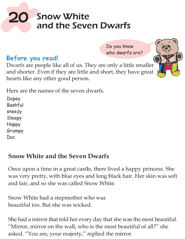 Grade 1 Reading Lesson 20 Fairy Tales - Snow White And The Seven Dwarfs