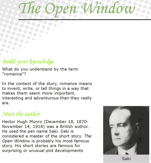 Grade 7 Reading Lesson 1 Short Stories - The Open Window