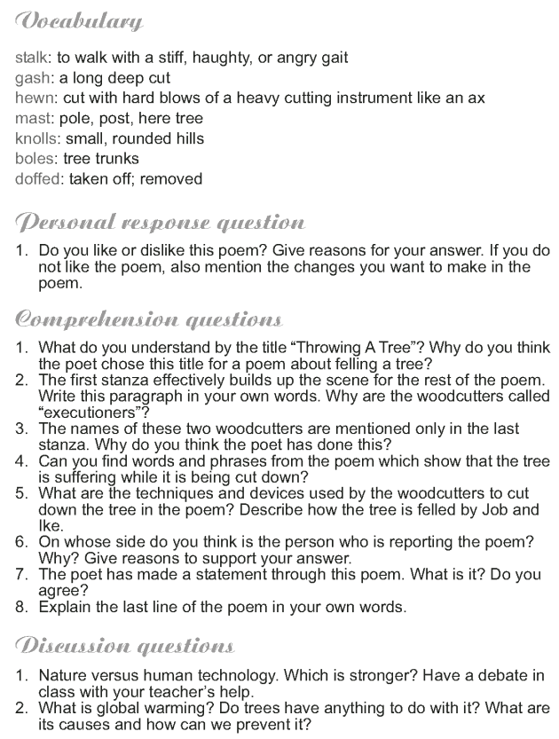 Grade 9 Reading Lesson 6 Poetry - Throwing a Tree (2)